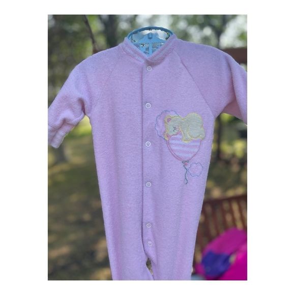 Vintage 80s Terry Cloth Footy Sleeper Teddy - Picture 5 of 9